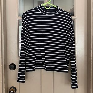 Everlane mock neck striped top